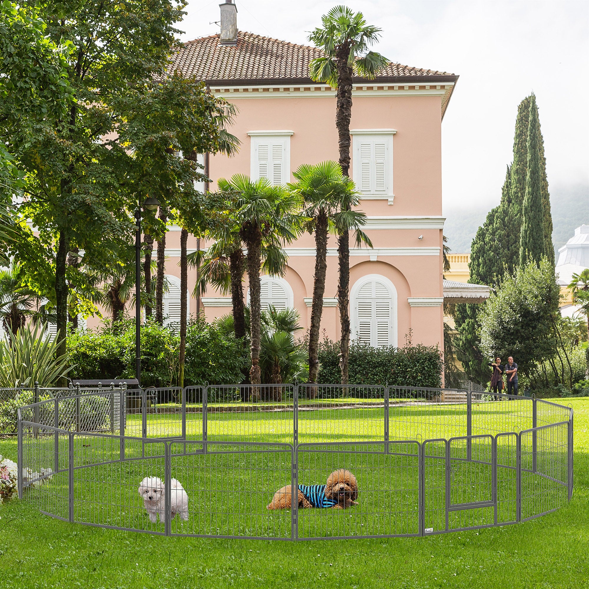 Heavy Duty Dog Playpen, 16 Panels Pet Playpen Dog Fence, Portable Puppy Exercise Pen, with 2 Doors Locking Latch, Outdoor or Indoor Use 23.5