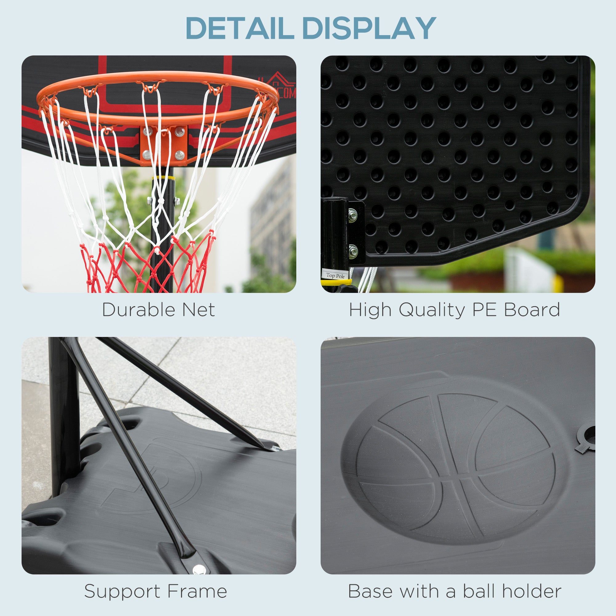 7-8.5ft Basketball Hoop, Freestanding Basketball System with 27.5