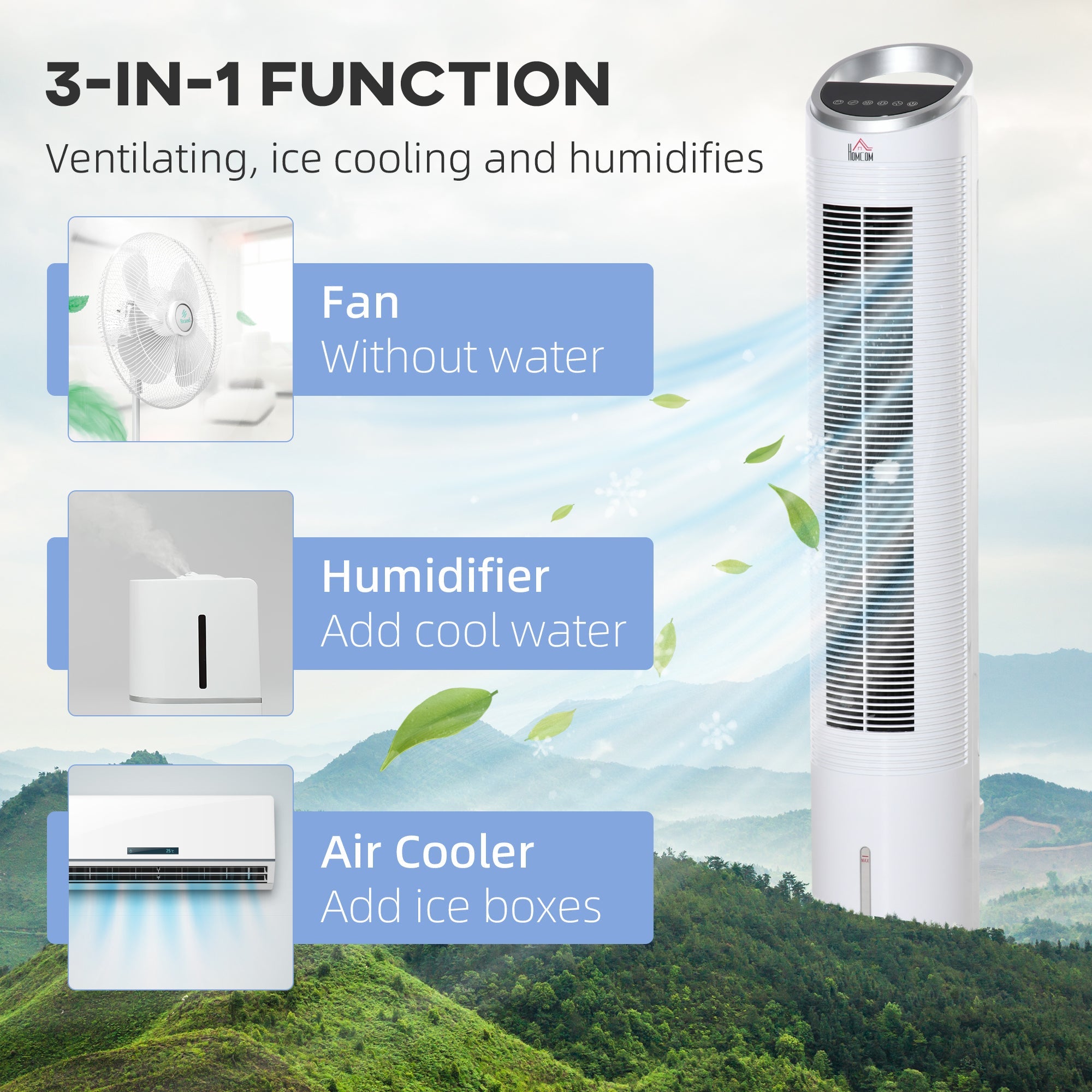 Evaporative Air Cooler with Remote, 3 Modes & Speeds, Timer, Quiet, White Tower Fans   at Gallery Canada