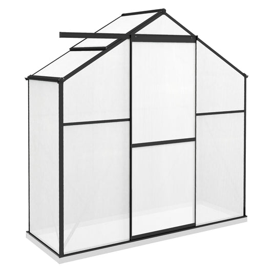 6' x 2.5' Walk-in Polycarbonate Greenhouse Aluminium Green House with Sliding Door, 5-Level Roof Vent, Rain Gutter Walk In Greenhouses Multi Colour  at Gallery Canada