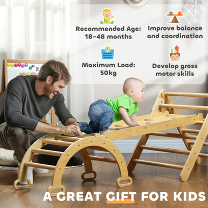 5 in 1 Pikler Triangle Set with Ladder, Ramp, Arch, for 18-48 months, Nature Wood Baby Gym & Playmats   at Gallery Canada