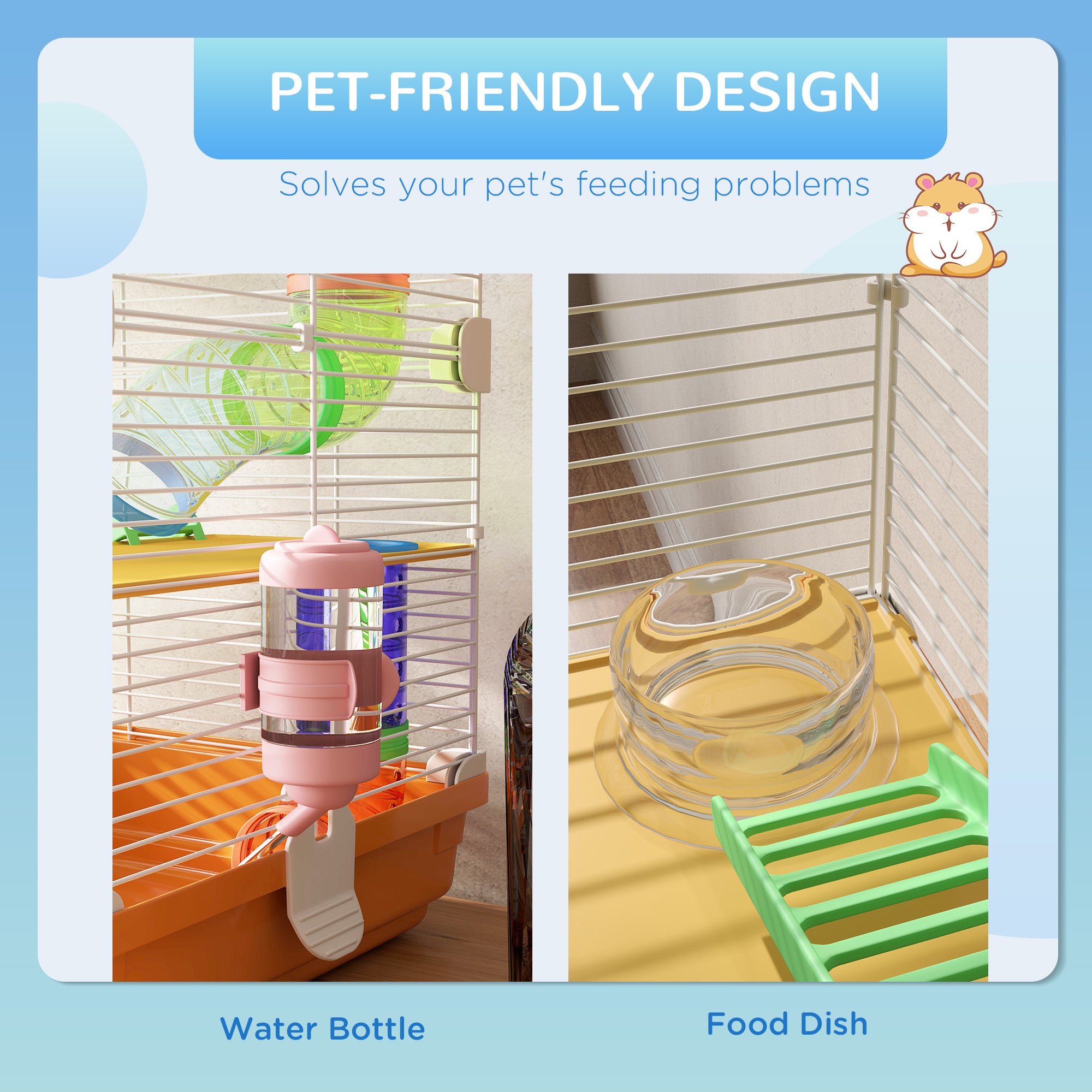 5 Tiers Hamster Cage Portable with Exercise Wheels Play Tube Water Bottle Dishes House Ladder for Gerbils, Orange Hamster Cages at Gallery Canada