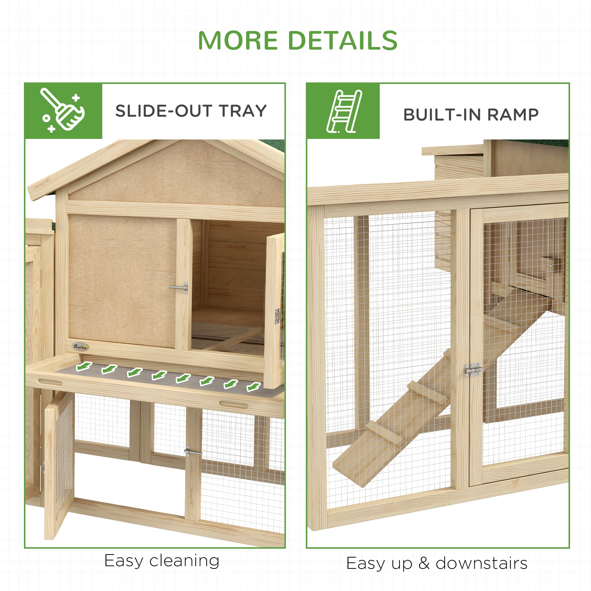 Wooden Chicken Coop, Outdoor Backyard Garden Large Rabbit Hutch with Nesting Box, Run, Ramp, Drawer Chicken Coops at Gallery Canada