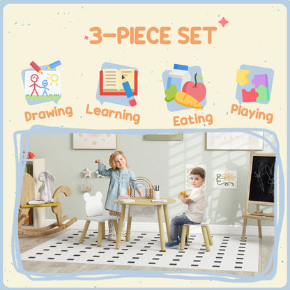 3 Pieces Kids Table and Chair Set, Activity Table and Chair Set with Bear-Shaped Chairs, Mesh Bag Kids Table Sets   at Gallery Canada