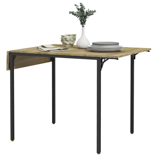 Drop Leaf Folding Dining Table for Small Space, Extendable Kitchen Table for 2 to 4 People, Natural Wood Dining Tables   at Gallery Canada