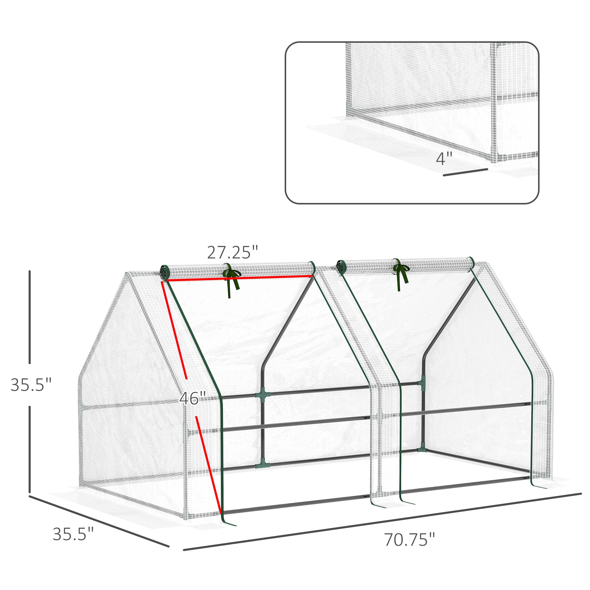 6' x 3' x 3' Portable Tunnel Greenhouse Outdoor Garden Mini with Large Zipper Doors &; Water/UV PE Cover White Mini Greenhouses   at Gallery Canada