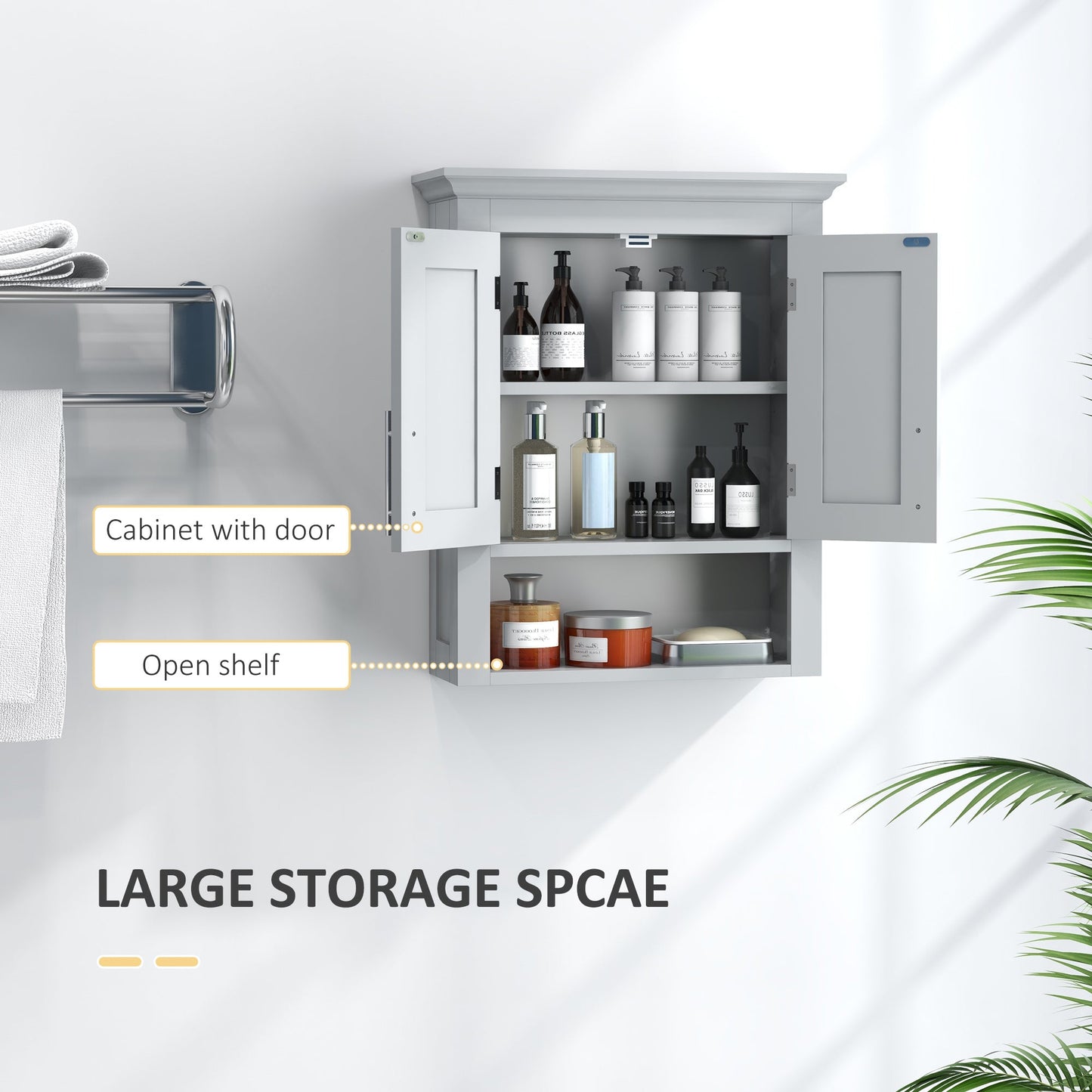 Bathroom Wall Cabinet, Medicine Cabinet, Over Toilet Storage Cabinet with Shelf for Living Room and Entryway, Grey Wall Mounted Cabinets   at Gallery Canada