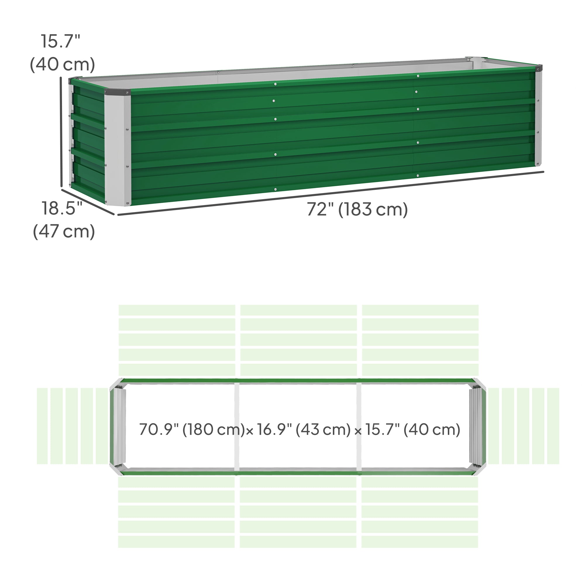 6' x 1.5' x 1.3' Galvanized Raised Garden Bed, Elevated Large Metal Planter Box w/ Install Gloves for Backyard, Patio to Grow Vegetables, Herbs, and Flowers, Green Galvanized Planter Boxes at Gallery Canada