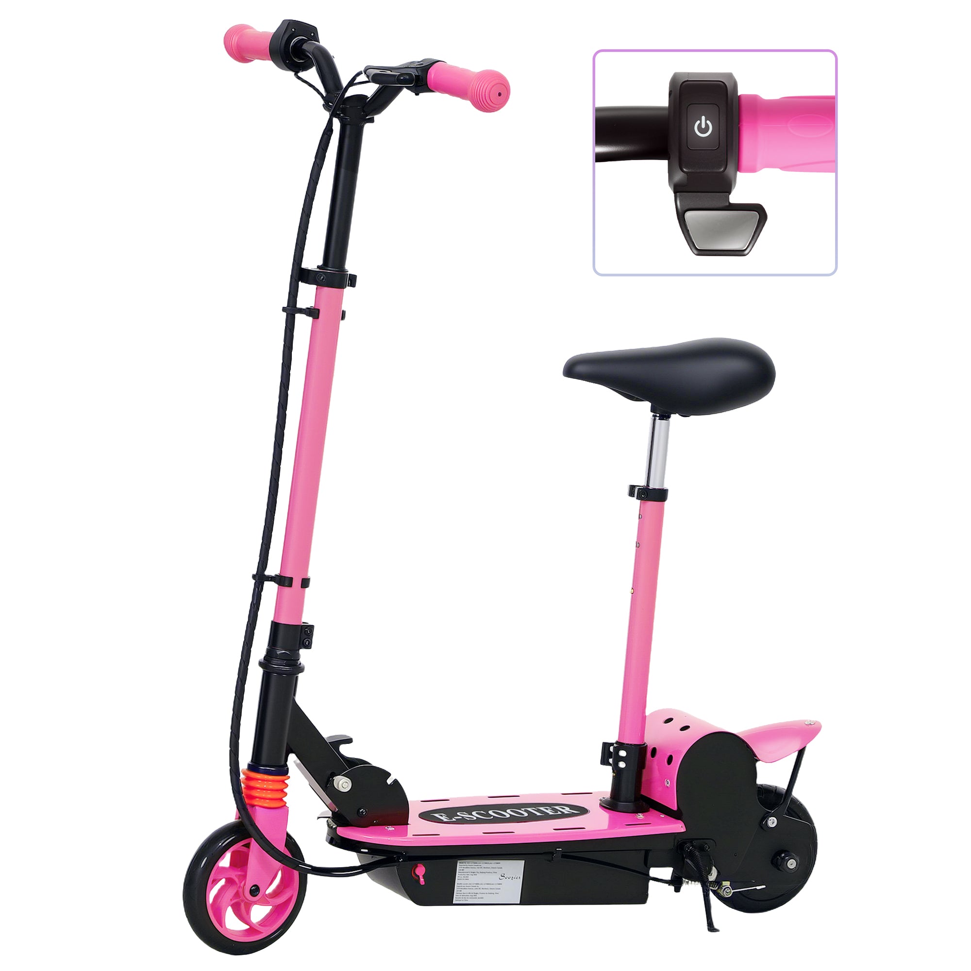 Foldable Electric Scooter for Kids Ages 6-14, with Seat and 2 Adjustable Heights, Max 6km Range &; 12km/h, Pink Scooters at Gallery Canada