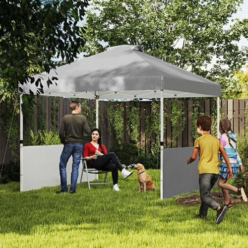 10' x 10' Pop Up Canopy Tent with 2 Half Sidewalls, UV50+ Height Adjustable Instant Sun Shelter, Dark Grey
