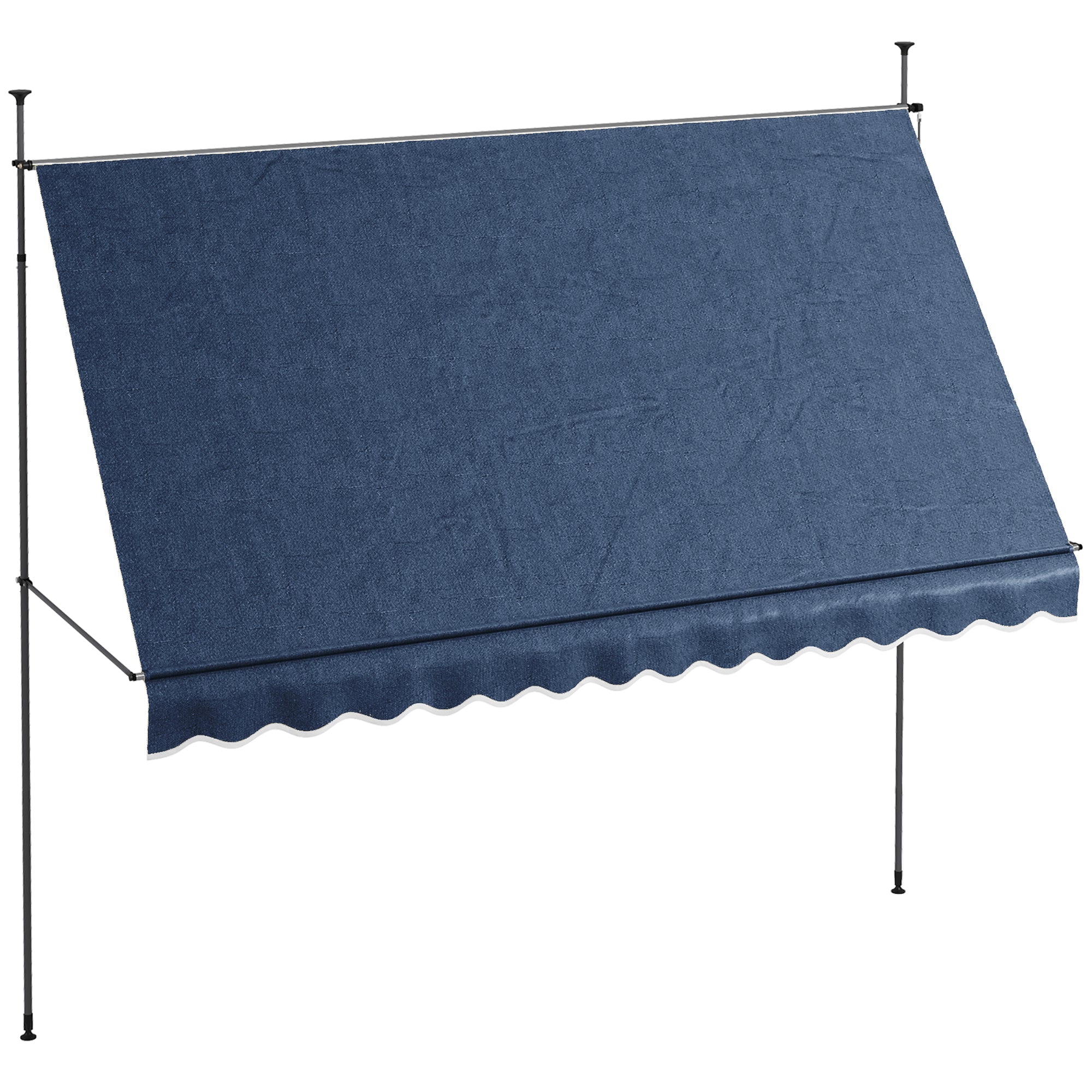 11.5' x 4' Manual Retractable Awning, Non-Screw Freestanding Patio Awning, UV Resistant, for Window or Door, Blue Patio Awnings at Gallery Canada