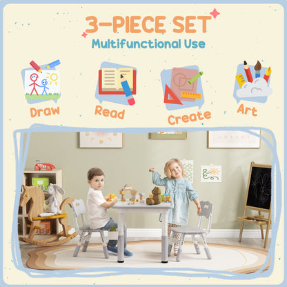 3 Pieces Toddler Table and Chair Set, Height Adjustable Kids Table and Chair Set w/ Storage, for Playroom Grey Kids Table Sets   at Gallery Canada