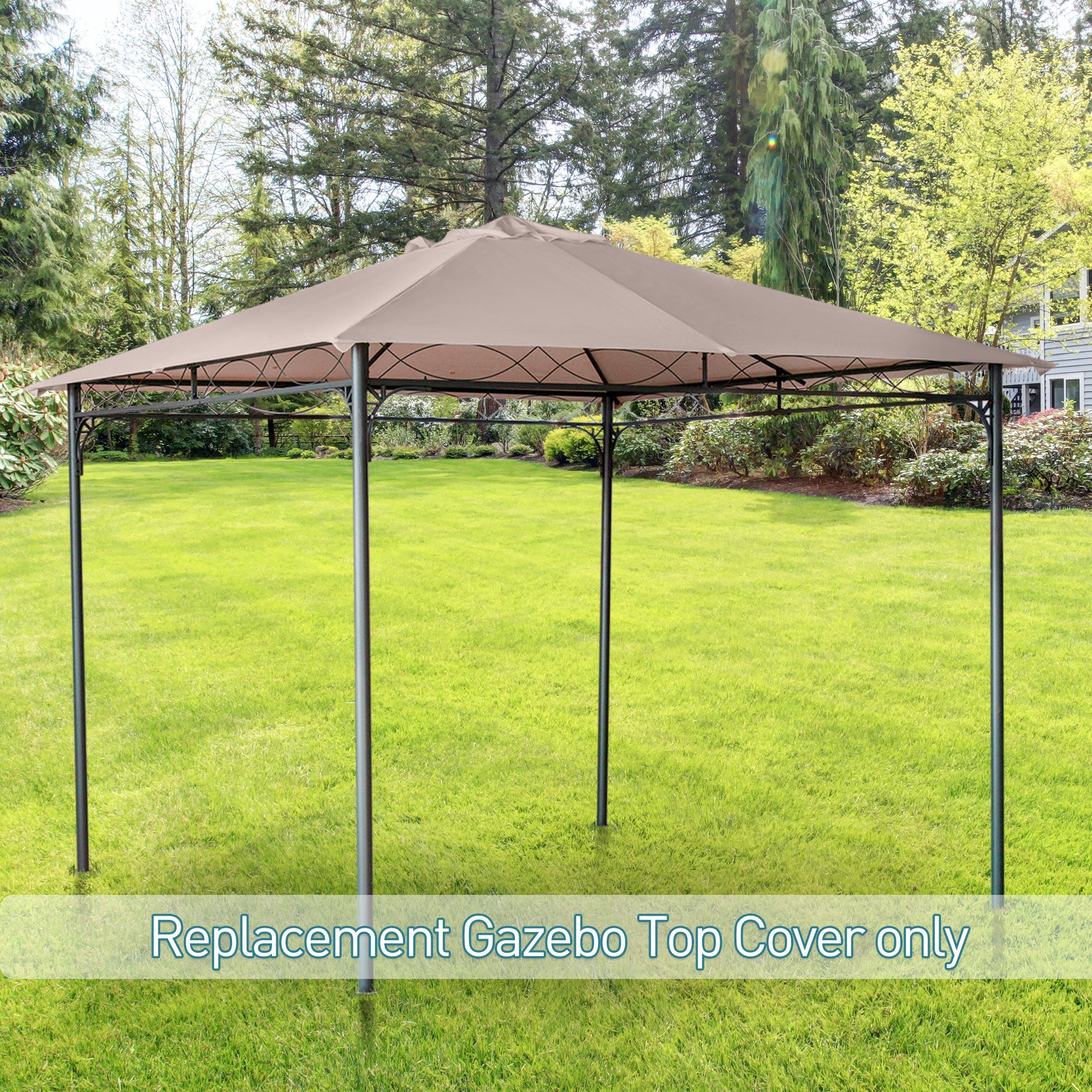 9.8' x 9.7' Square Gazebo Canopy Replacement UV Protected Top Cover Sun Shade Beige Gazebo Canopy Replacement   at Gallery Canada