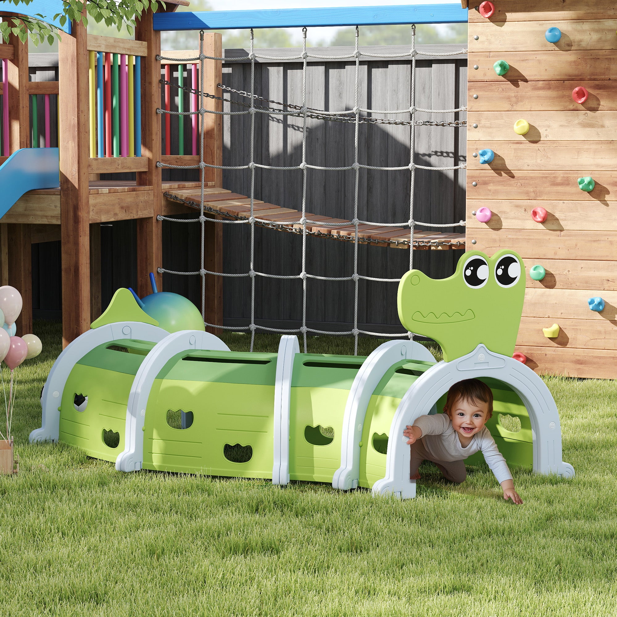 Crocodile Design Tunnel for Kids to Crawl Through, for 3-6 Years, Green Children's Play Tunnels at Gallery Canada