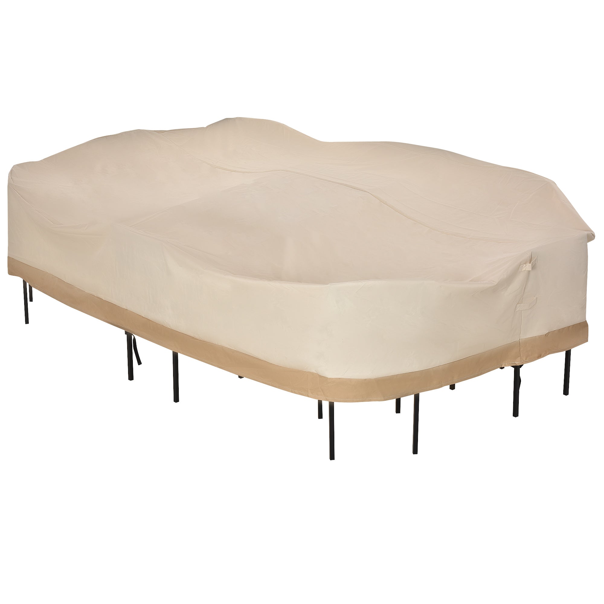 84B-059 129.9-Inch Oval Patio Table and Chair Set Cover, Beige/Coffee Sofa Set Patio Furniture Covers at Gallery Canada