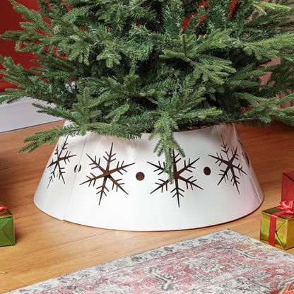 26" Christmas Tree Base Cover, Christmas Tree Collar with Hollow Snowflake Patterns for Home Decoration, White Christmas Trees White  at Gallery Canada