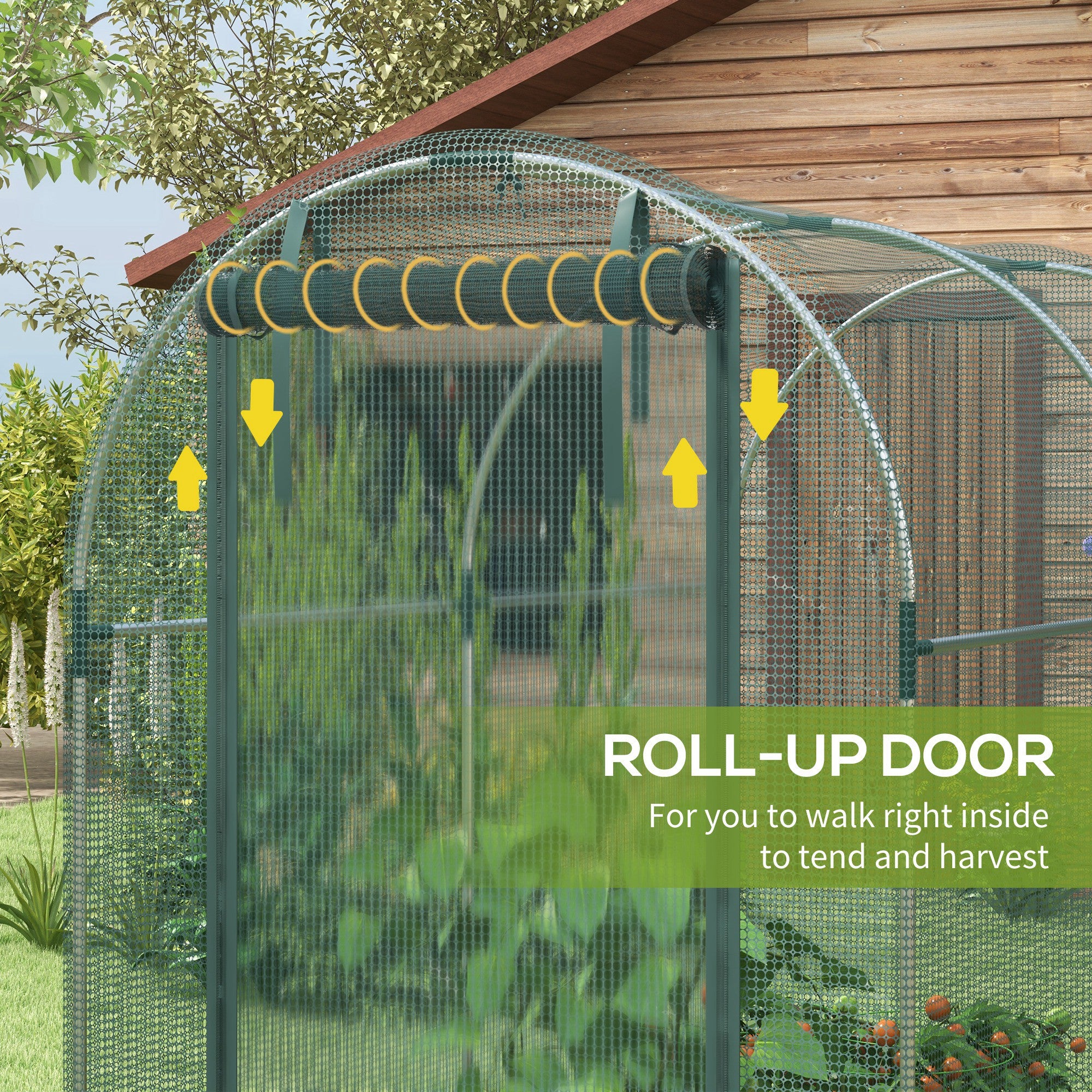 Galvanized Steel Crop Cage, Plant Protection Tent with Zippered Door, 4' x 8', Green Walk In Greenhouses at Gallery Canada