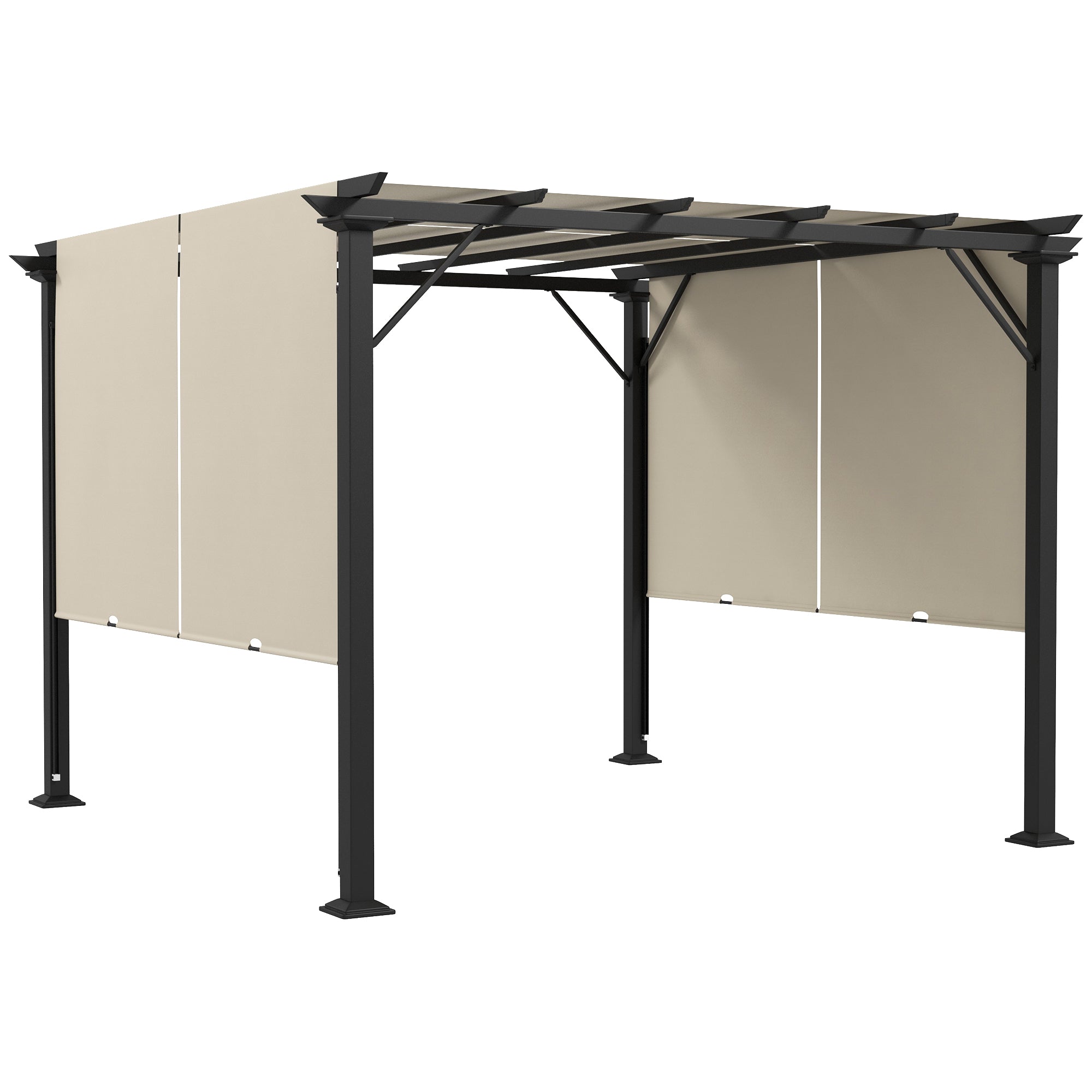 10' x 10' Retractable Pergola Canopy for Backyard, Beige Pergolas at Gallery Canada