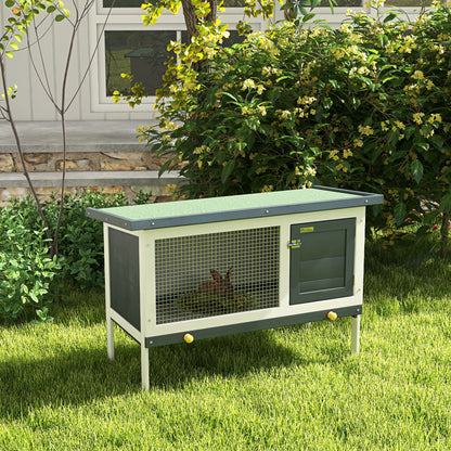 Wooden Outdoor Rabbit Hutch for Small Pet w/ Slide-out Tray, Openable Roof, 35" W x 18" D x 26" H, Black Rabbit Hutch   at Gallery Canada