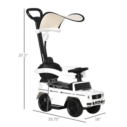 Compatible Ride-on Sliding Car G350 Walker Foot to Floor Slider Stroller Toddler Vehicle Push-Along with Horn Steering Wheel NO POWER Manual Under Seat Storage Safe Design, White - Gallery Canada