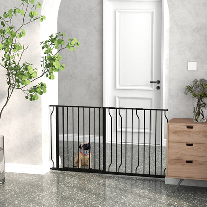 30"- 57" Extra Wide Dog Gate with Door, Double Locking System, Easy Install Pet Gate for Stairs, Hallways, and Doorways, Black Houses, Kennels & Pens   at Gallery Canada