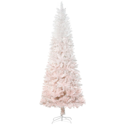 6ft Pencil Artificial Christmas Tree with Pine Realistic Branches, Auto Open, Pink and White - Gallery Canada