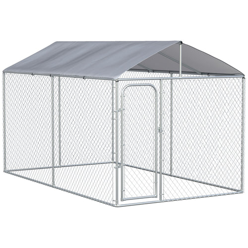 Dog Kennel Outdoor, Heavy Duty Playpen with Secure Lock, Cover, for Backyard &; Patio, 13.1' x 7.5' x 7.5'