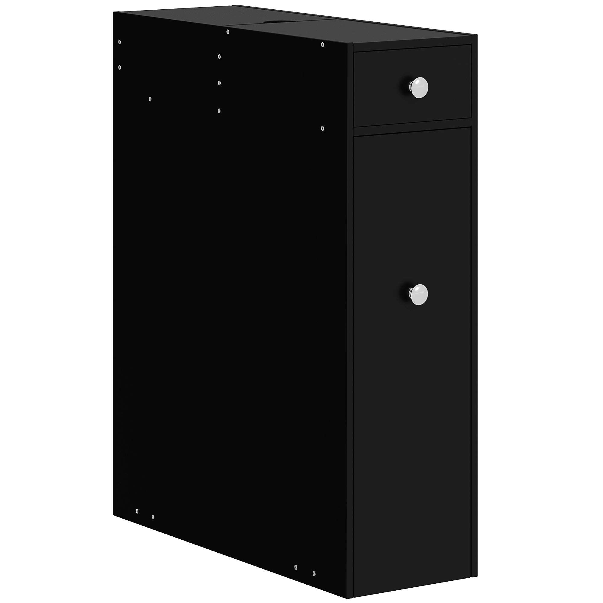 Space Saving Toilet Paper Cabinet, Narrow Bathroom Cabinet with Drawers and Hidden Storage, Black Bathroom Cabinets at Gallery Canada