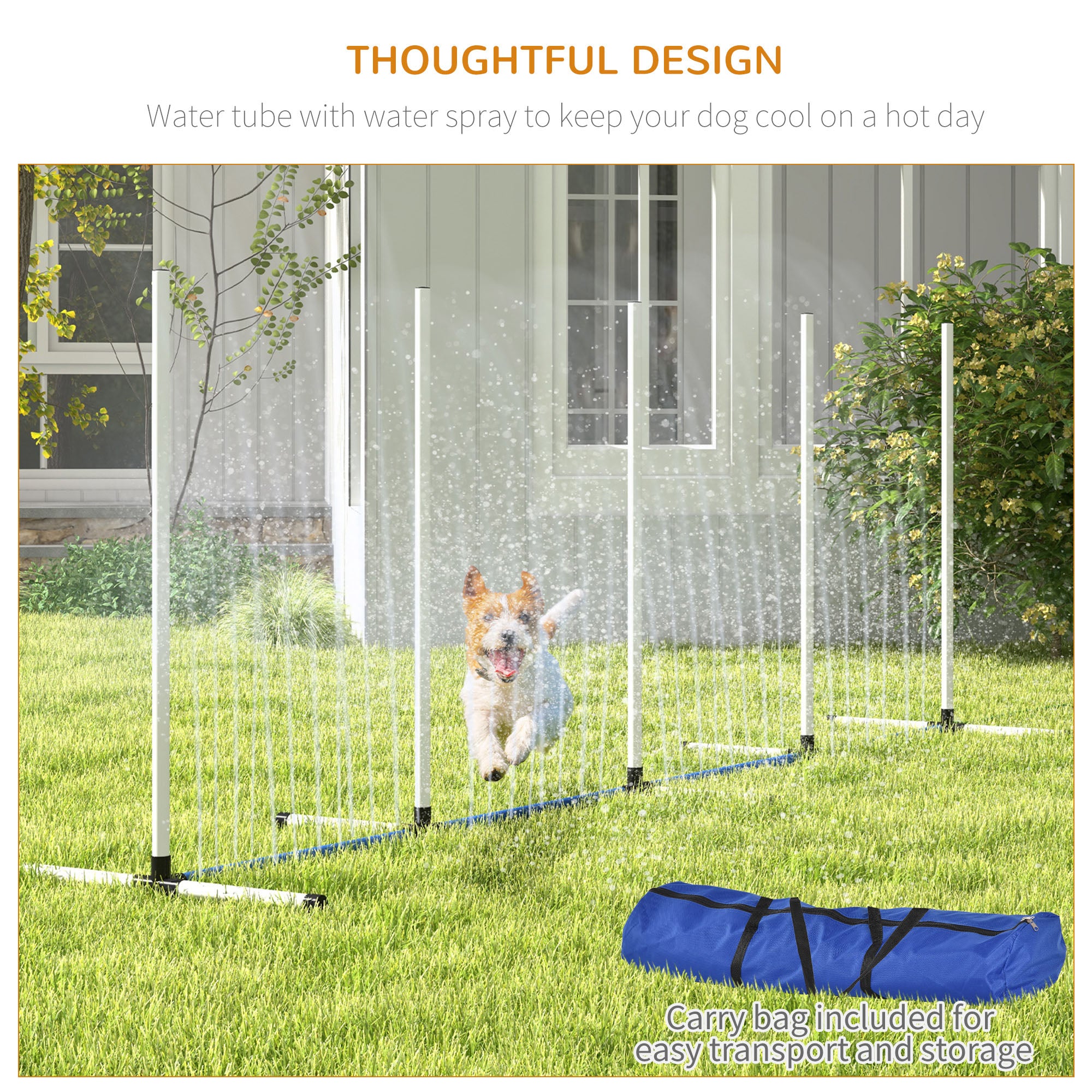 4PCs Dog Agility Kit with Weave Poles, Spray Water Tube, Whistle, Carry Bag, White Dog Agility Training Equipment   at Gallery Canada