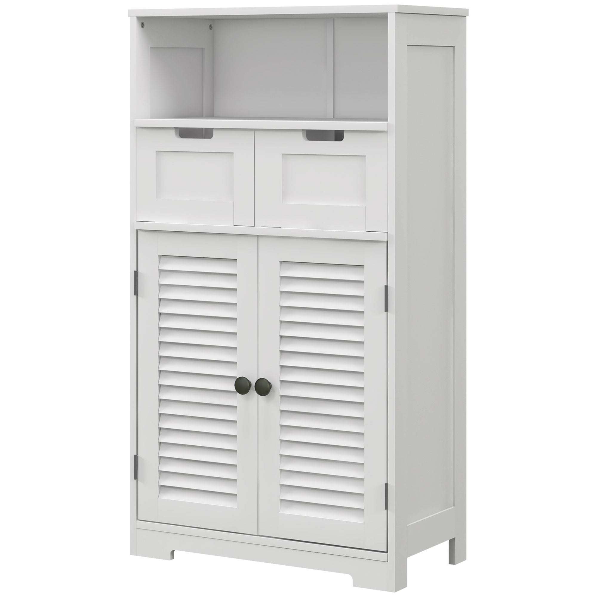 Bathroom Vanities with Louvred Doors, Medicine Cabinet, Bathroom Cupboard with Drawers and Open Shelf Bathroom Cabinets White  at Gallery Canada