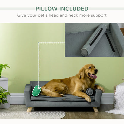 Dog Sofa Bed with Removable Pillows, Foam Pet Sofa Cat Sofa with Removable Washable Cushion, Water-resistant Fabric, for Medium and Large Dogs, Grey Dog Sofas   at Gallery Canada