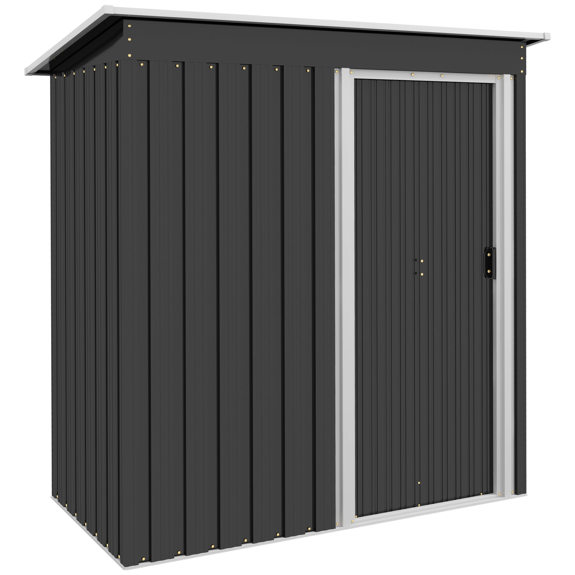 5 x 3 FT Outdoor Storage Shed with Sliding Door and Sloped Roof, Steel Frame Garden Shed Tool Equipment, Black Sheds at Gallery Canada