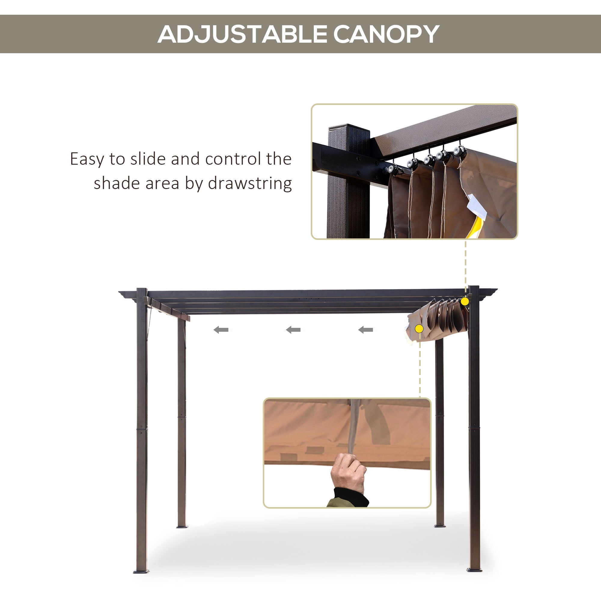 10' x 10' Aluminium Outdoor Pergola Gazebo Backyard Canopy Cover Square Sunshade Garden Grape Trellis Coffee Pergolas at Gallery Canada