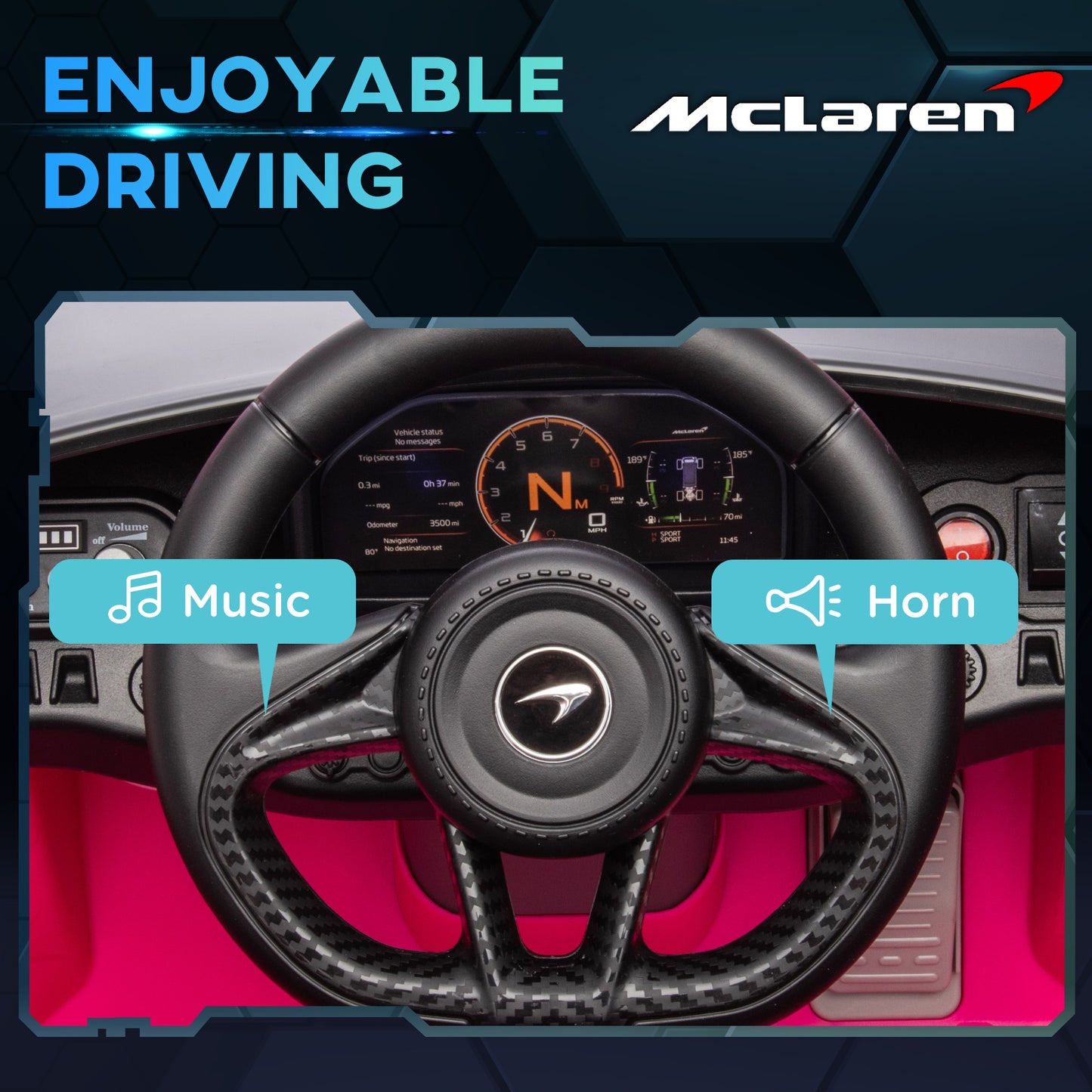 McLaren 765LT Licensed 12V Kids Electric Car w/ Scissor Doors, Training Wheels, Remote, Slow Start, Music Horn Pink Electric Toy Cars   at Gallery Canada