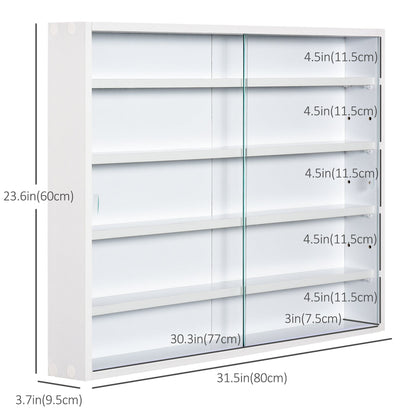 5-Storey Wall Shelf Display Cabinet, Shot Glass Display Case, Glass Curio Cabinet with 2 Glass Doors and 4 Adjustable Shelves, White Display Bookshelves   at Gallery Canada