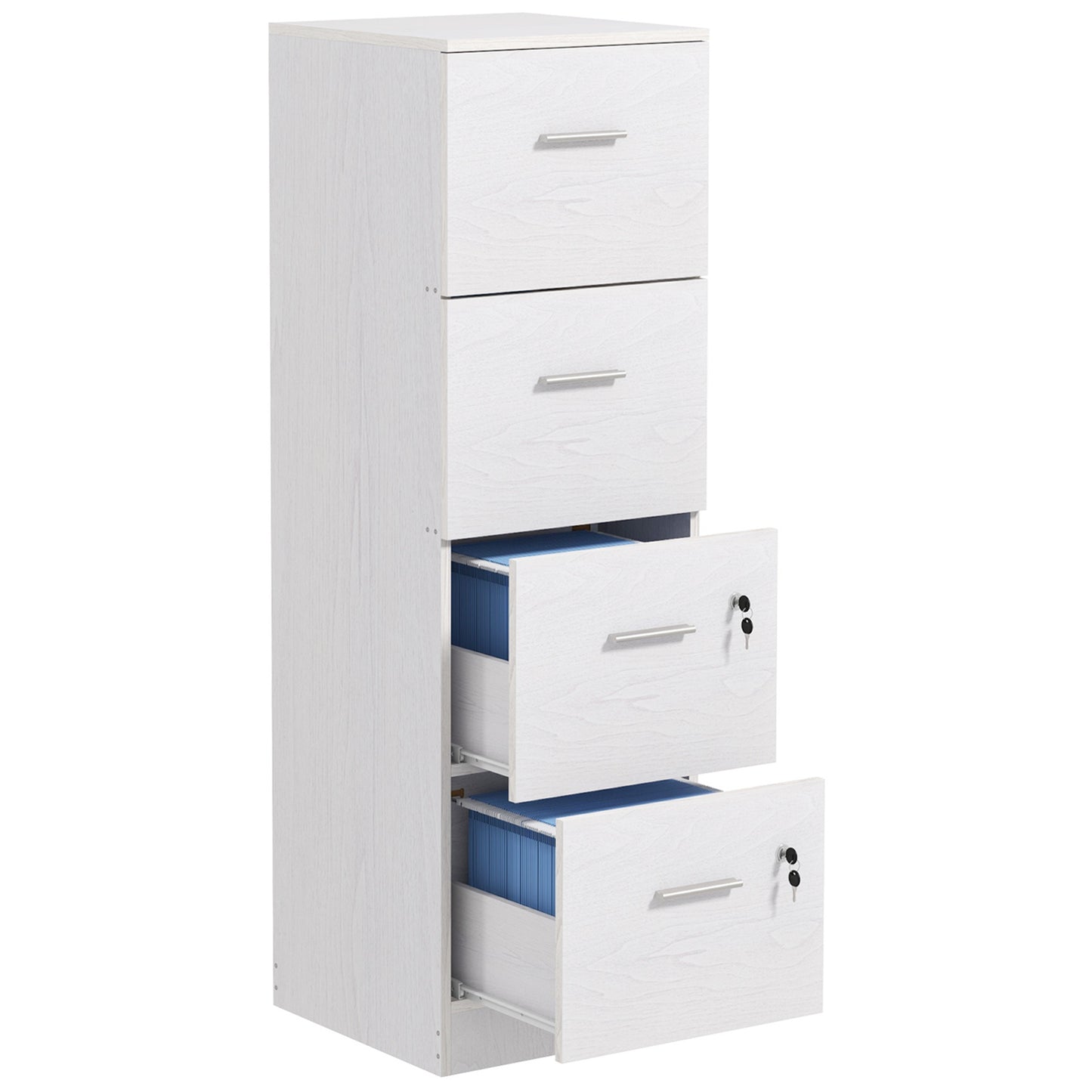 Vertical Filing Cabinet with Lock, 4 Drawer File Cabinet with Adjustable Hanging Bar for A4 and Letter Size, White Office Cabinets & Cupboards   at Gallery Canada