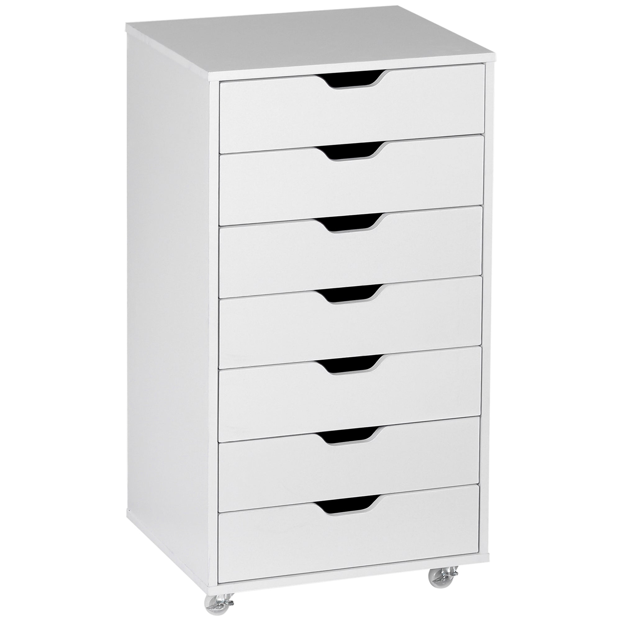 7-drawer Vertical File Cabinet for Home Office, Storage Cabinet with Wheels, 18.7