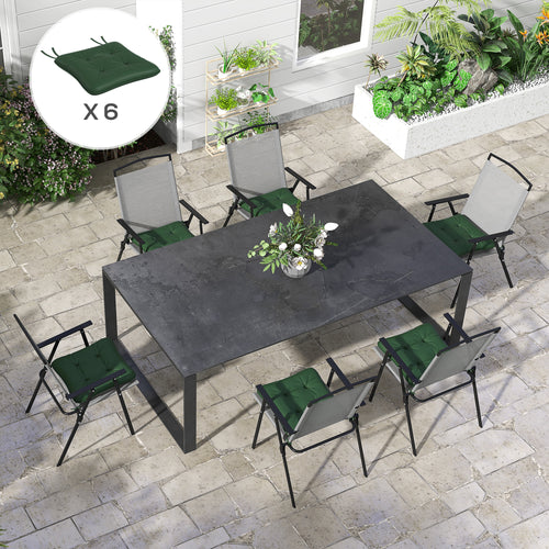 6-Piece Seat Cushion Replacement, Outdoor Patio Chair Cushions Set with Ties, Button Tufted, Dark Green