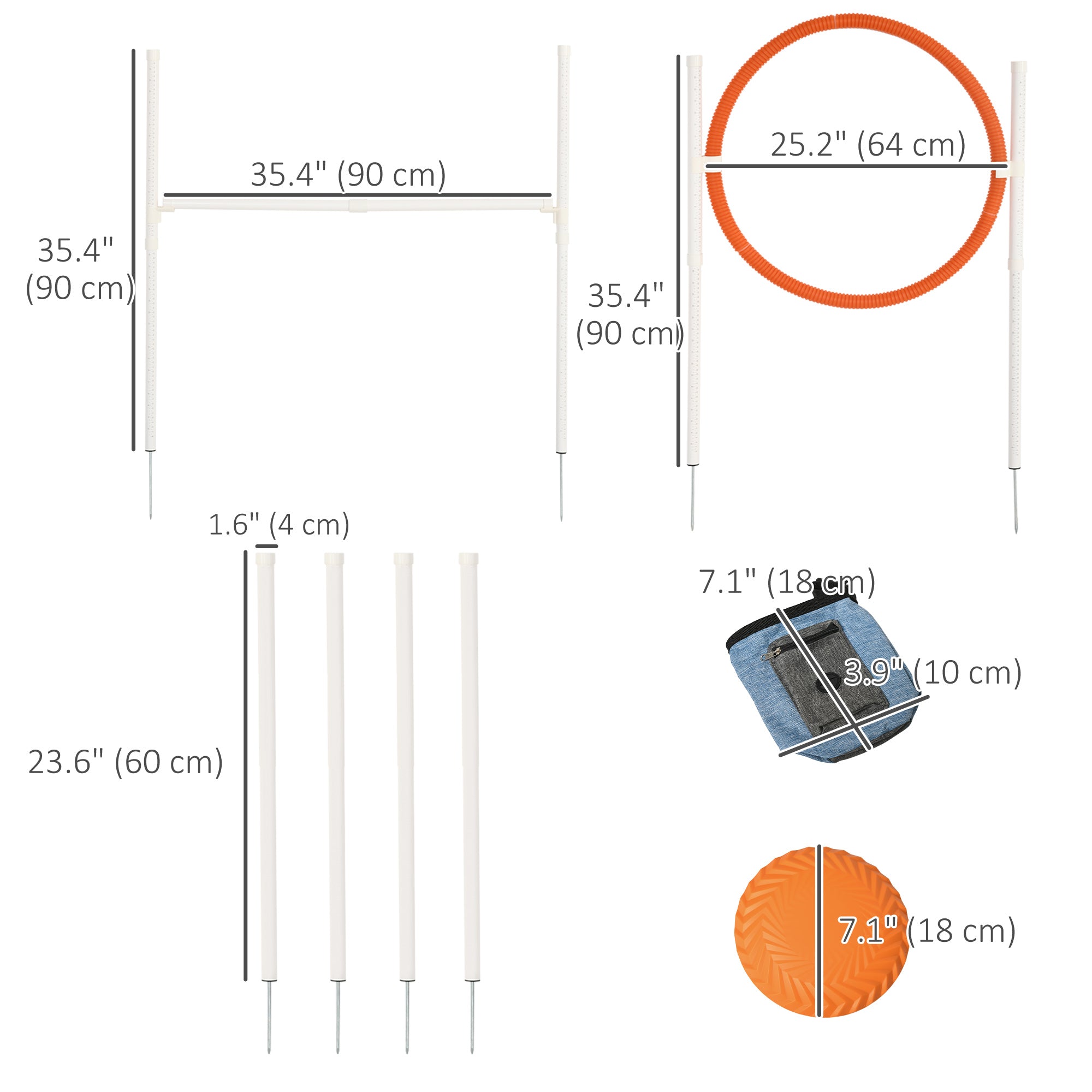 5 Pieces Dog Agility Training Equipment with Disc, Whistle, Weaves Poles, Adjustable Jumping Poles, Food Bag, Carry Bag Dog Agility Training Equipment at Gallery Canada