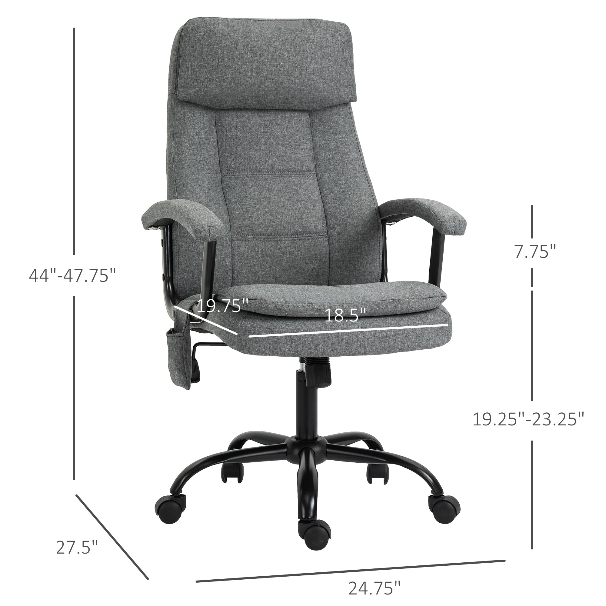 Office Chair 2-Point Massage Executive Ergonomic USB Power Adjustable Height 360° Swivel Grey Massage Chairs   at Gallery Canada