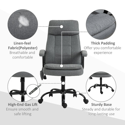 Office Chair 2-Point Massage Executive Ergonomic USB Power Adjustable Height 360° Swivel Grey Massage Chairs   at Gallery Canada