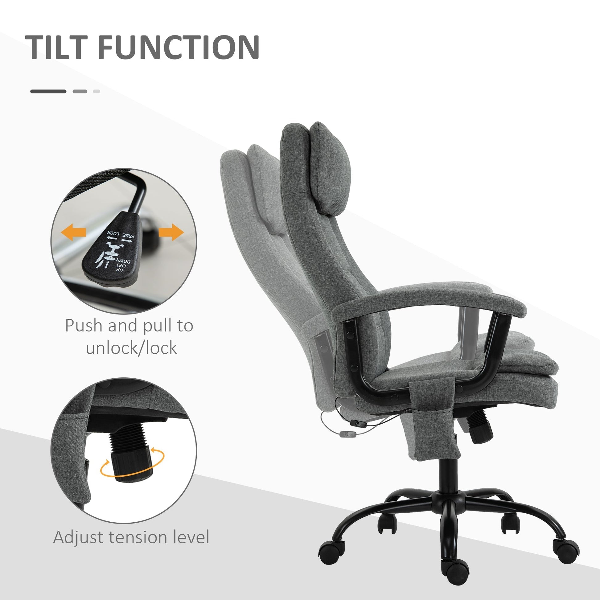 Office Chair 2-Point Massage Executive Ergonomic USB Power Adjustable Height 360° Swivel Grey Massage Chairs   at Gallery Canada