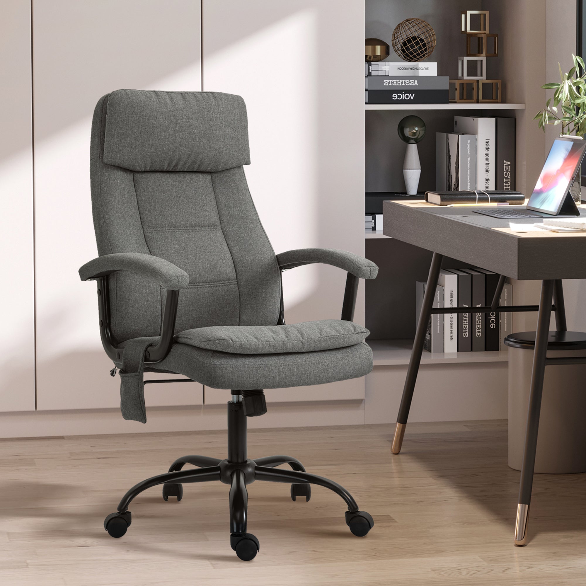 Office Chair 2-Point Massage Executive Ergonomic USB Power Adjustable Height 360° Swivel Grey Massage Chairs   at Gallery Canada