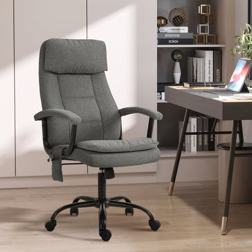 Office Chair 2-Point Massage Executive Ergonomic USB Power Adjustable Height 360° Swivel Grey