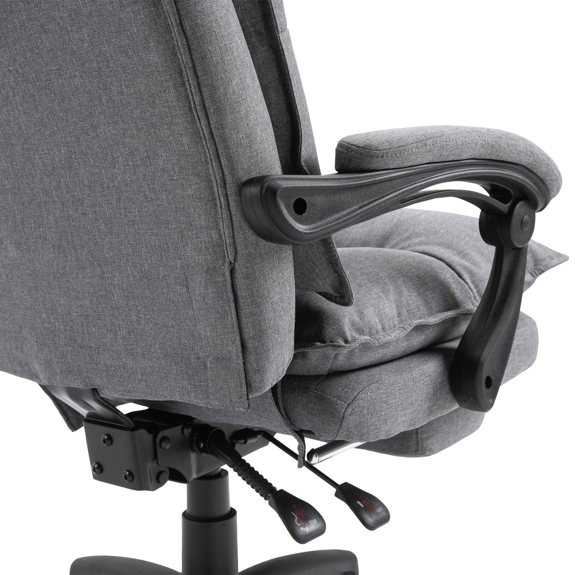 Office Chair 360° Swivel Adjustable Height Linen Style Fabric Recliner with Retractable Footrest and Double Padding, Grey Executive & Manager Chairs   at Gallery Canada