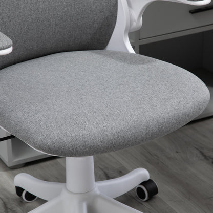 Office Chair 360° Swivel Task Desk Breathable Fabric Computer Chair with Flip-up Arms and Adjustable Height, Grey Task Chairs   at Gallery Canada