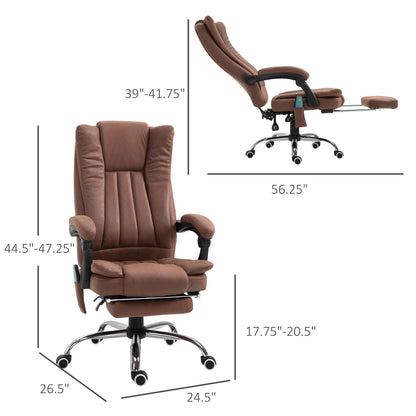 Office Chair 6-point Vibration Massage Chair Micro Fiber Recliner with Retractable Footrest Brown Massage Chairs   at Gallery Canada