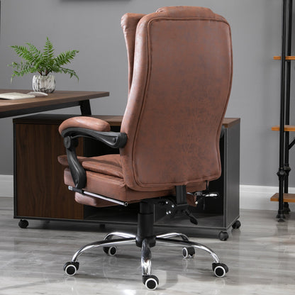 Office Chair 6-point Vibration Massage Chair Micro Fiber Recliner with Retractable Footrest Brown Massage Chairs   at Gallery Canada