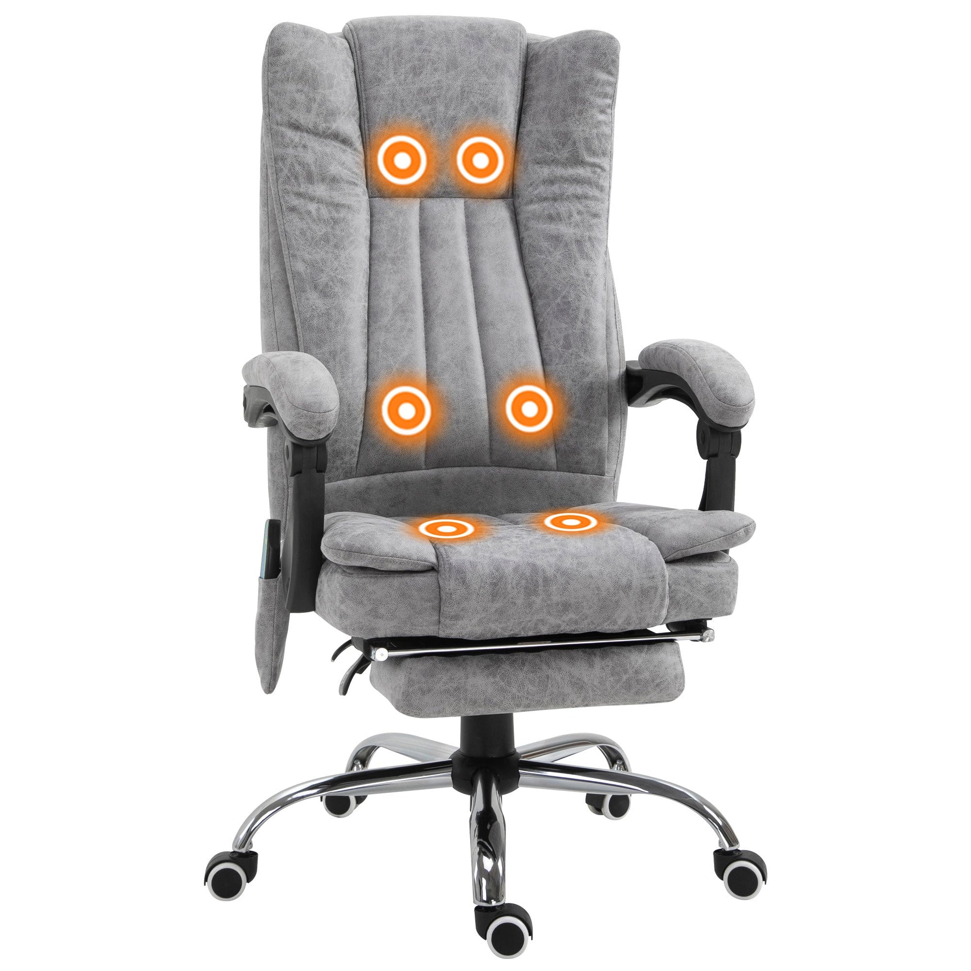 Office Chair 6-point Vibration Massage Chair Micro Fiber Recliner with Retractable Footrest Grey Massage Chairs   at Gallery Canada