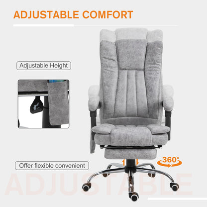 Office Chair 6-point Vibration Massage Chair Micro Fiber Recliner with Retractable Footrest Grey Massage Chairs   at Gallery Canada